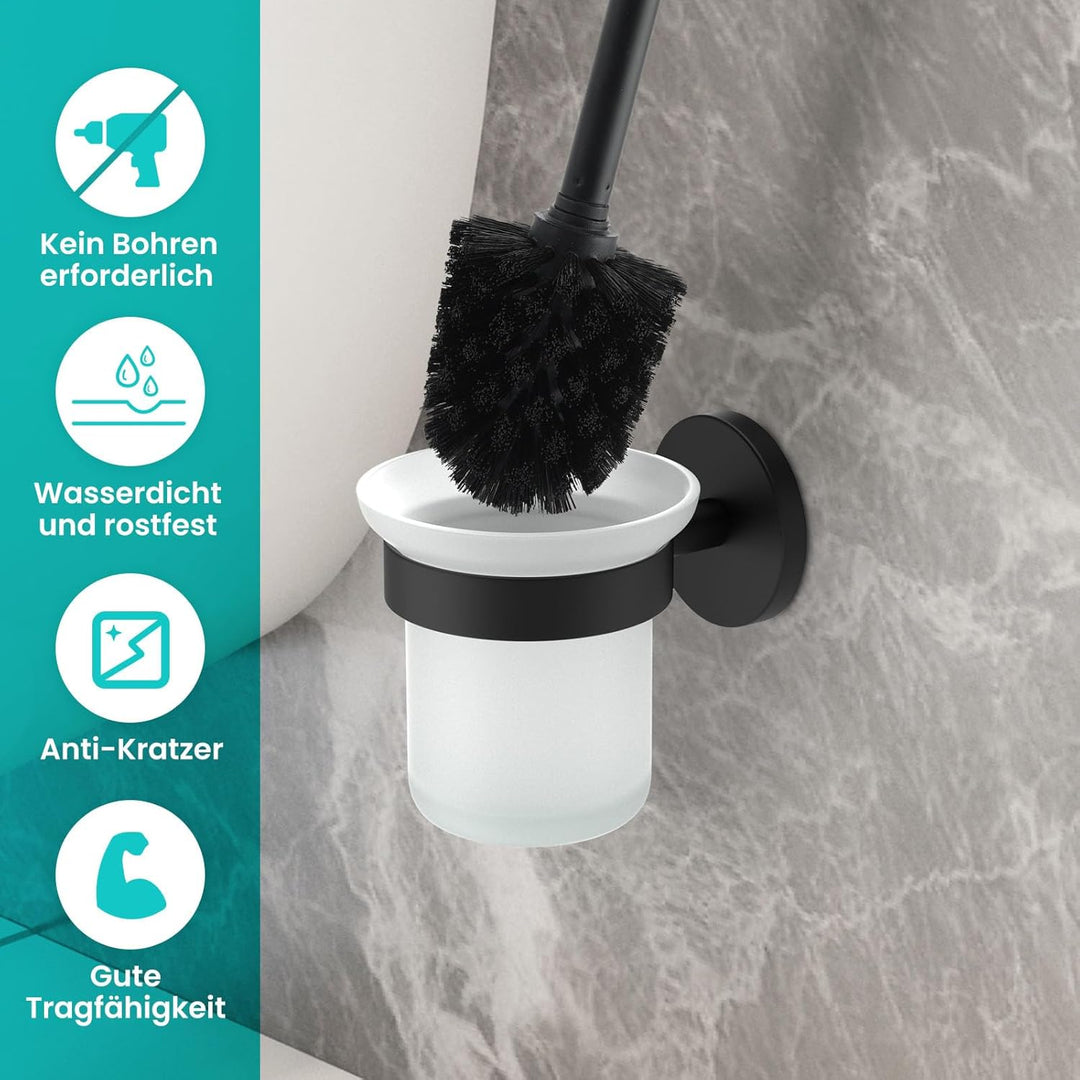 Dailyart Klobürste, Toilettenbürste Klobürste Schwarz WC Garnitur WC Bürste Ohne Bohren Klobürstenha