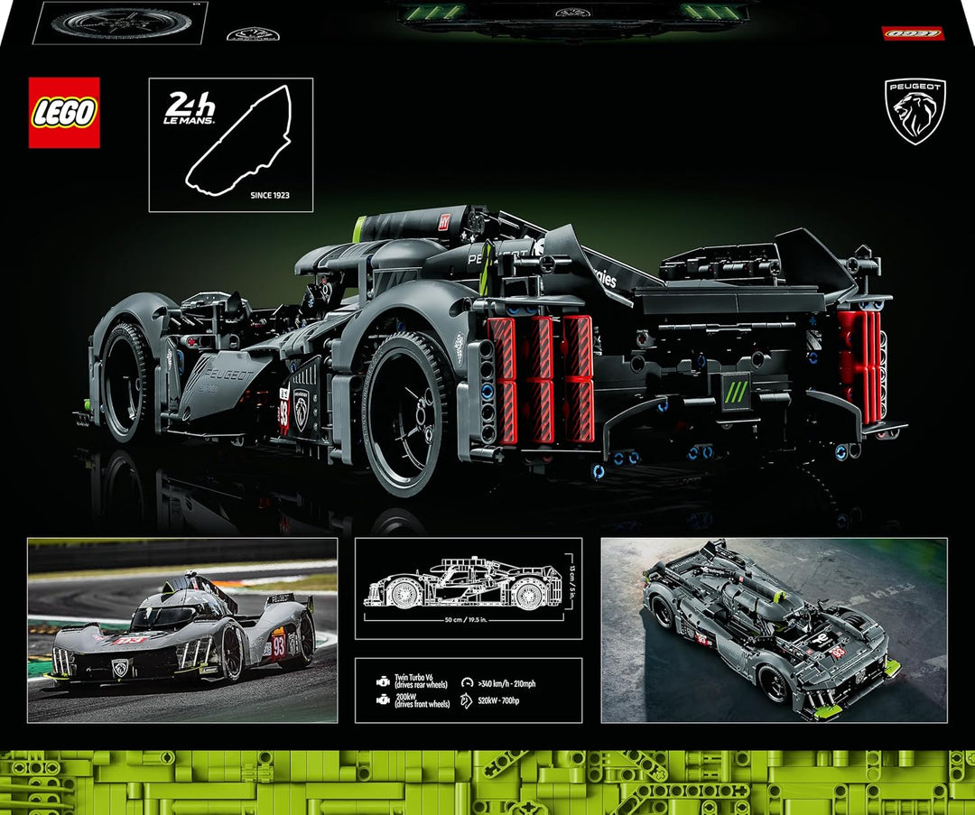 Lego 42156 Technic Peugeot 9X8 24H Le Mans Hybrid Hypercar, legendärer Rennwagen, Modellauto-Bausatz