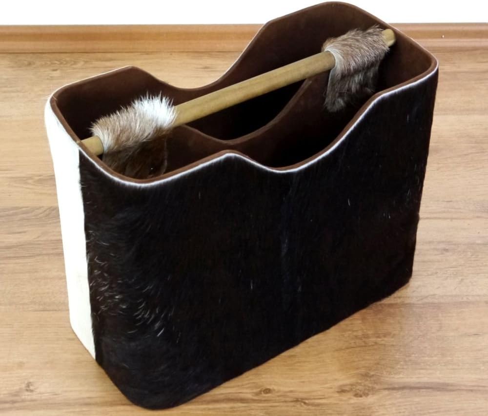 livasia Ziegenfell Zeitungskorb, Zeitschriftenablage, Zeitschriftenkorb, Korb für Utensilien (Ziegen