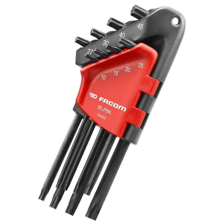 FACOM Stiftschlüssel Satz, Torx®, lang, 8 Teilig, im Klapphalter, 1 Stück, 89.JP8AL