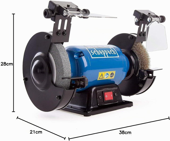 Scheppach Schleifgerät Doppelschleifer SM150LB | 400W Leistung | Schleifscheibe 150mmØ | Verstellbar