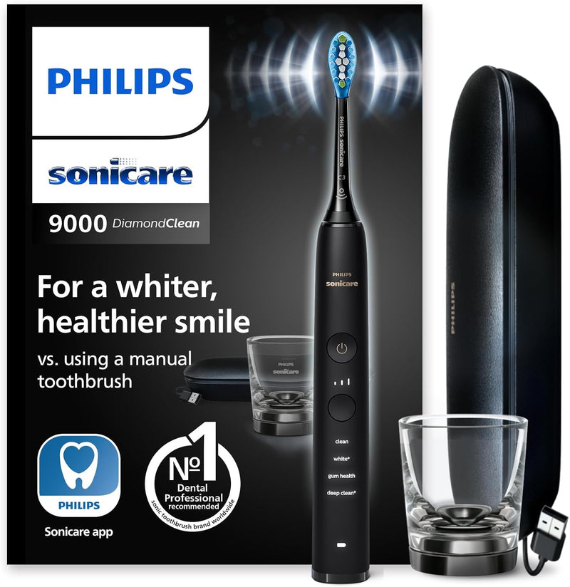 Philips Sonicare DiamondClean 9000 Elektrische Schallzahnbürste mit App (Modell HX9911/09), Zahnbürs