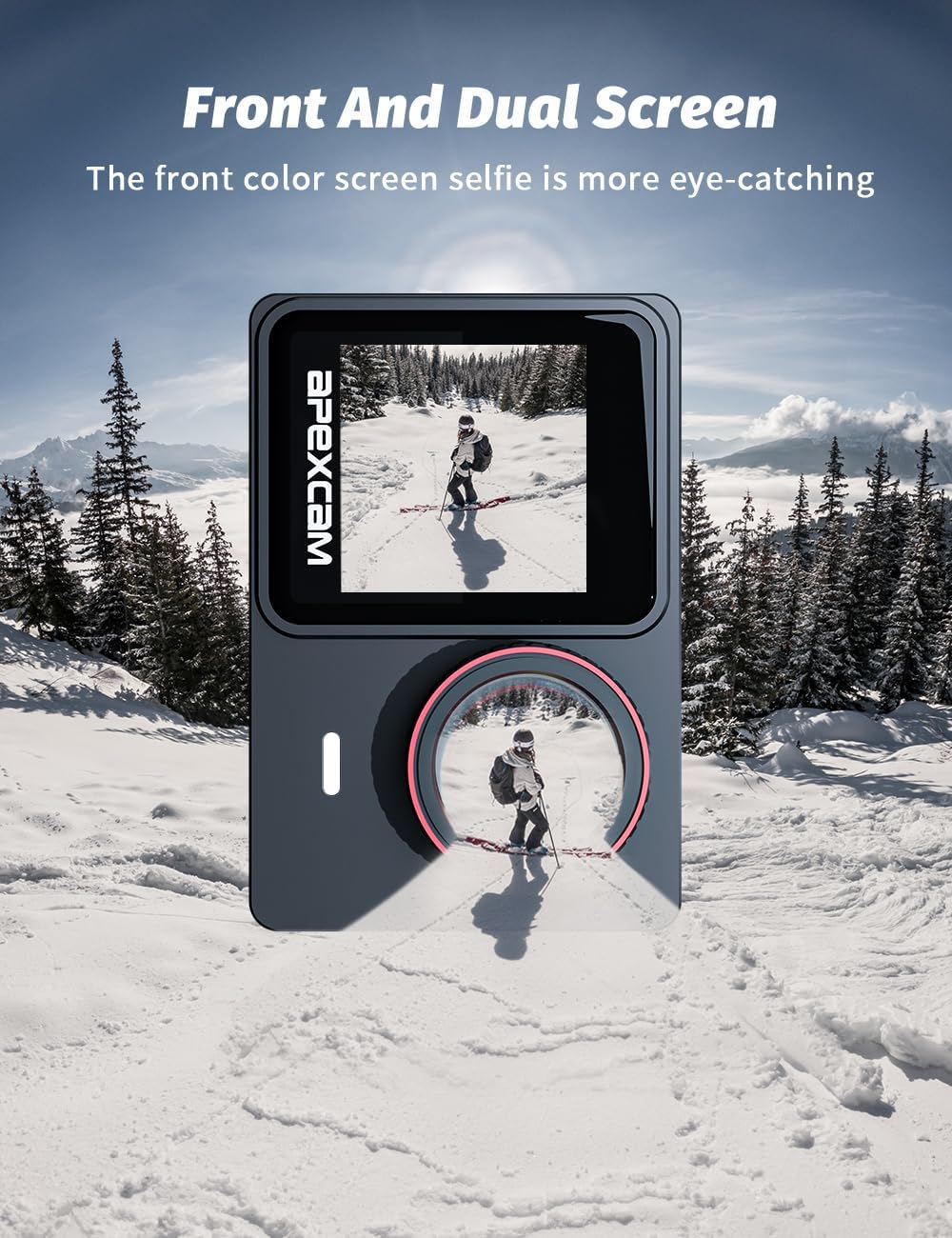 Apexcam X80Pro mit 64G Karte Action Cam 4K60FPS 48MP mit Doppelbildschirme EIS Stabilisierung WiFi S