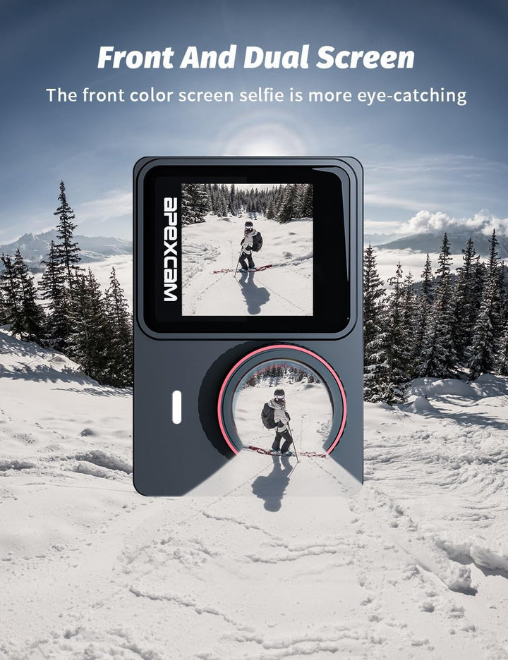 Apexcam X80Pro mit 64G Karte Action Cam 4K60FPS 48MP mit Doppelbildschirme EIS Stabilisierung WiFi S
