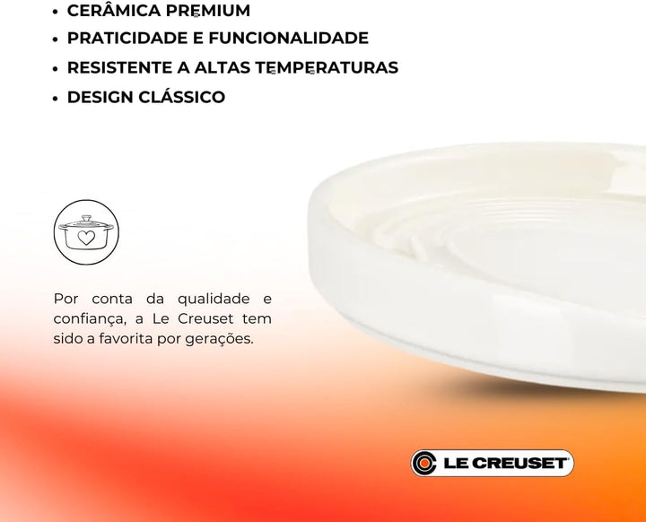Le Creuset ovale Löffelablage aus Steinzeug, Meringue, 71507157160099, Breit, Meringue