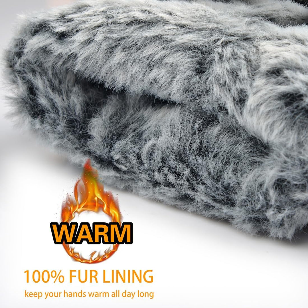 Harssidanzar Damen Lederhandschuhe Winter Thermo handschuhe Kleid Lederhandschuhe Fell gefüttert für