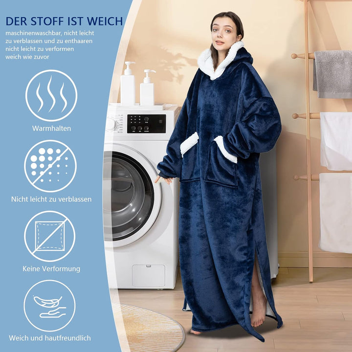 FEELJAM Decke mit Ärmel Pullover Decke Hoodie, Kuscheldecke mit Ärmeln und Kapuze Erwachsene Ganzkör