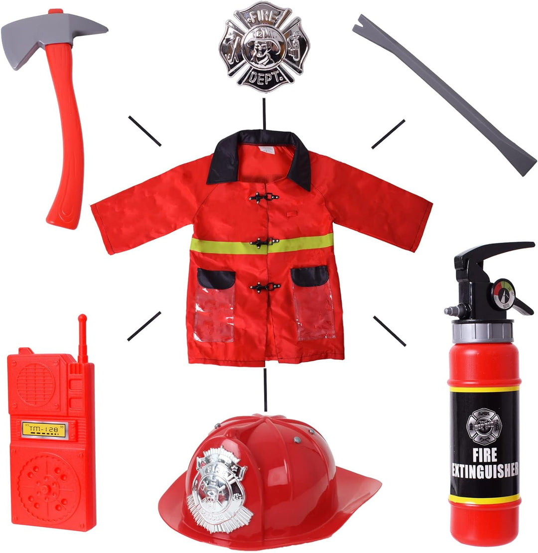 TE-Trend Feuerwehr Kostüm Kinder Spielzeug Jungen Mädchen Karneval Halloween mit Feuerwehrhelm Brech
