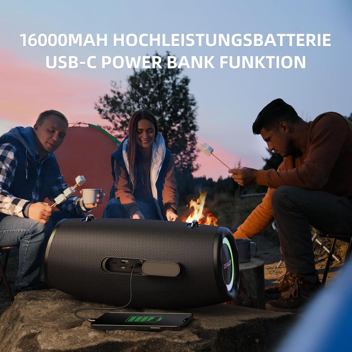 ZEALOT Bluetooth Lautsprecher,Musikbox Bluetooth Box für Draussen,80W Stereo Sound,BassUp, 16000mAH
