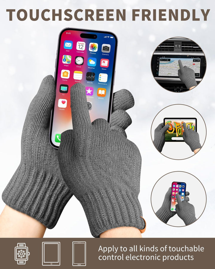 ARFNKIM Damen Winterhandschuhe mit Fleecefutter, Touchscreen Warme Gedehnt Dicke Strickhandschuhe Wo