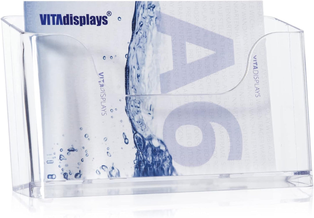 5 Stk. DIN A6 Tischprospektständer, Flyerständer im Querformat, transparenter Flyerhalter und standf