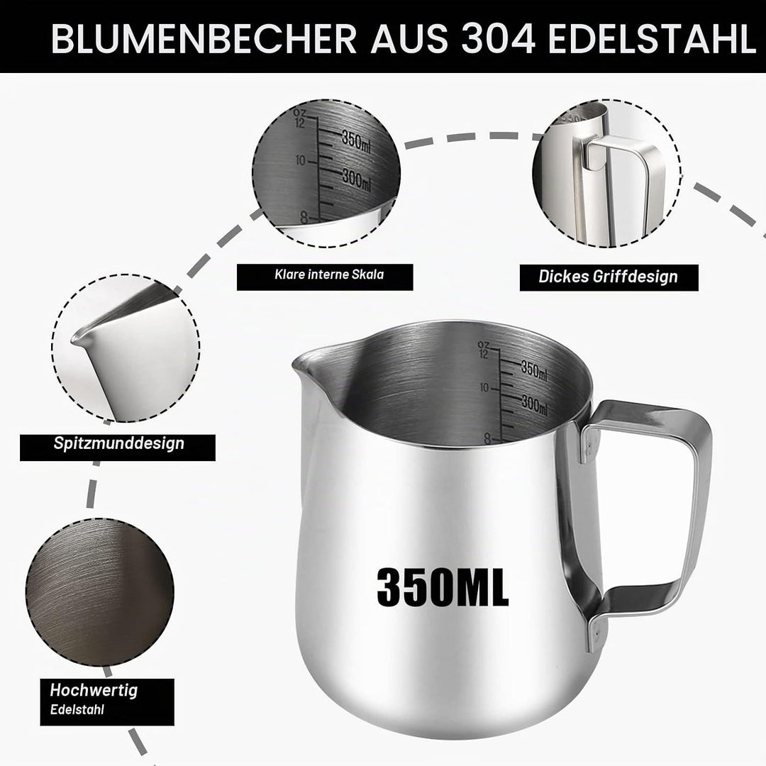 Kaffee Tamper Set 51mm,Espresso Tamper Set,Tampermatte und Milchkännchen (350ml),inkl Tampermatte,Re