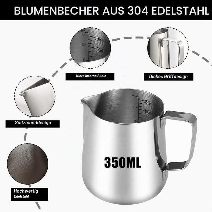 Kaffee Tamper Set 51mm,Espresso Tamper Set,Tampermatte und Milchkännchen (350ml),inkl Tampermatte,Re