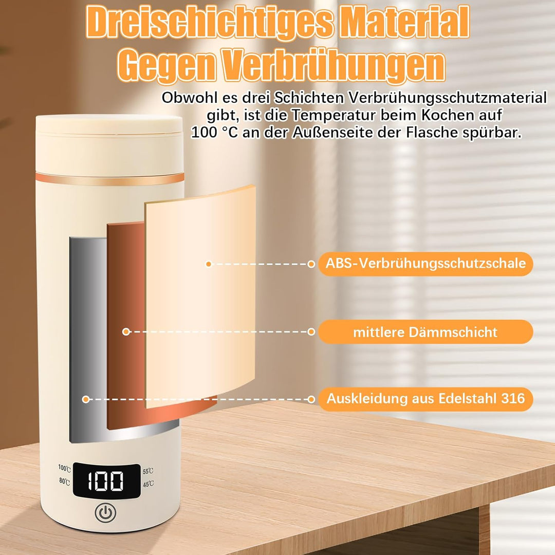 Reisewasserkocher Klein 500ML,Schnell Wasser Kochen Kleiner Wasserkocher Reise für Unterwegs Mini Wa