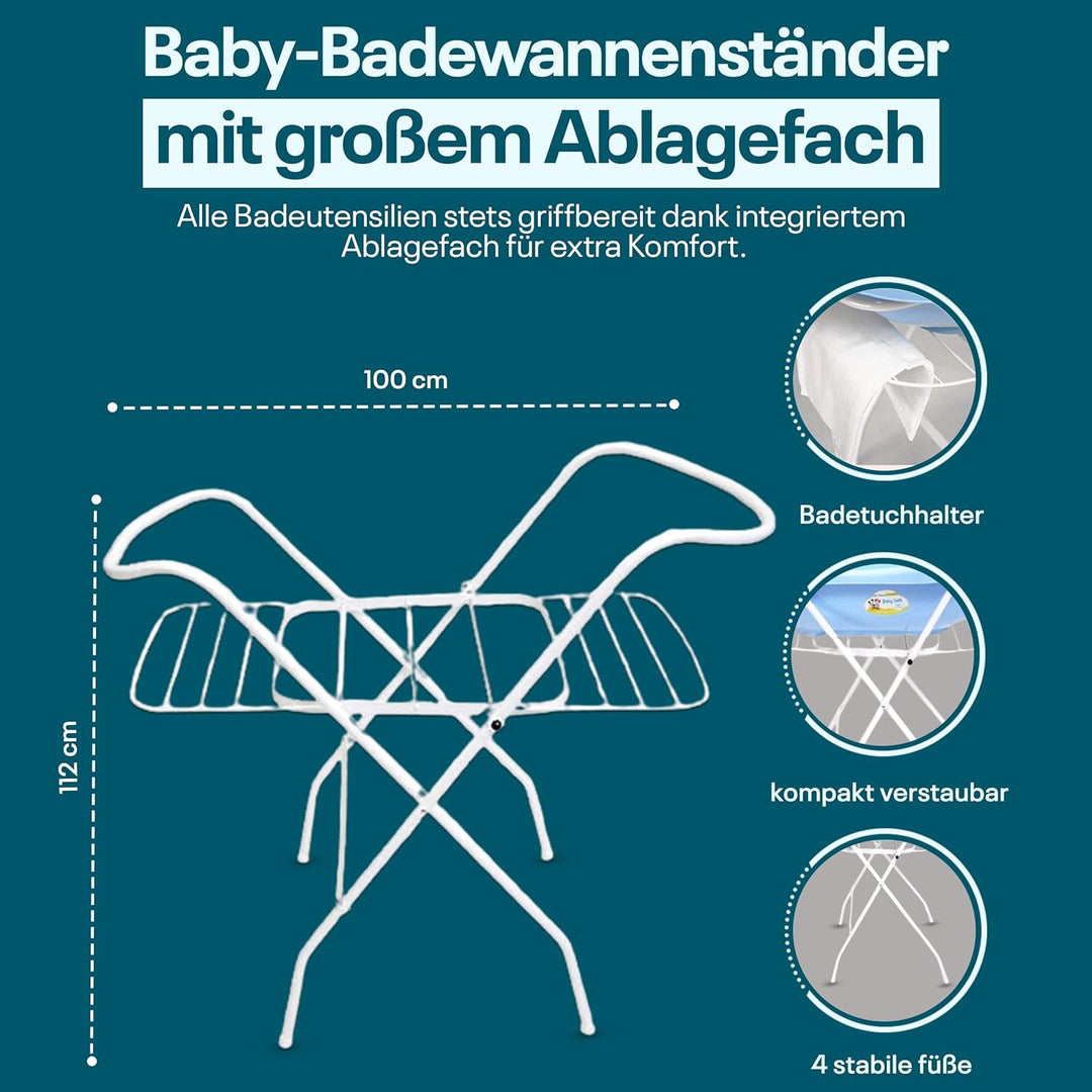 Universalständer für Babywannen, 84 und 100 cm , mit oder ohne Ablage, weiss, ohne Babywanne (100 cm