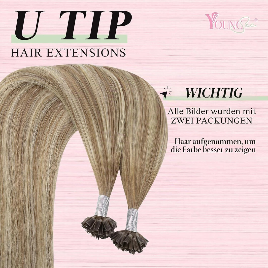 YoungSee Bonding Extensions Echthaar Ombre Extensions Echthaar Bondings 1g 35cm Hair Extensions Bond