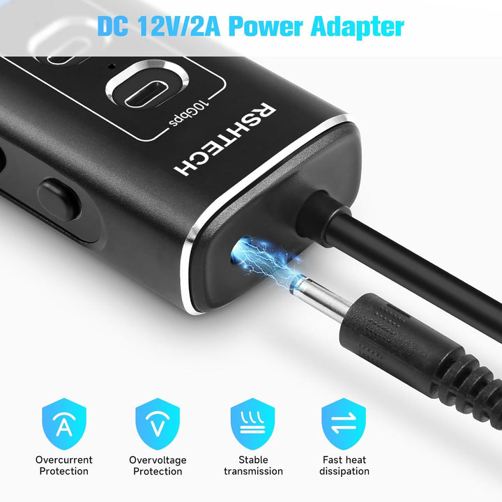 USB C 3.1 Hub Aktiv mit Netzteil, RSHTECH 7-in-1 USB C 3.2 Hub mit Ethernet Adapter, 3*10Gbps USB 3.