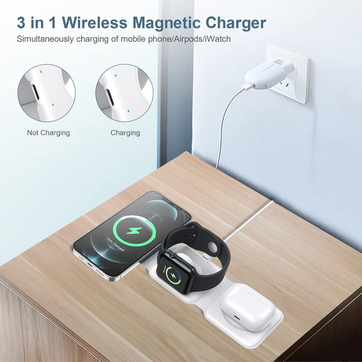 Neueste 3 in 1 Faltbare Magnetische Kabellose Ladestation,Ankilo Faltbare Wireless Ladepad Kompatibe