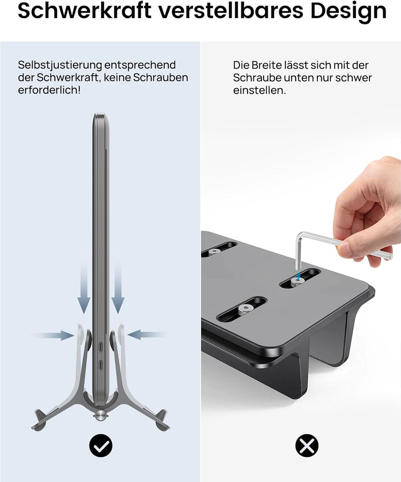 SODI Laptop Ständer, Vertical Laptop Stand für MacBook Air, MacBook Pro, iPad, iPhone, einstellbar M