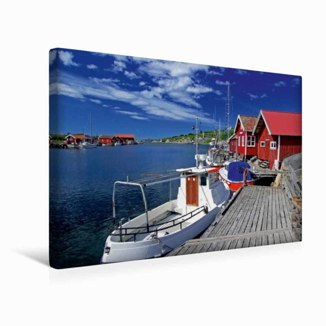 Premium Textil-Leinwand 45 x 30 cm Quer-Format Schweden: Kleiner Hafen an der Westküste | Wandbild,