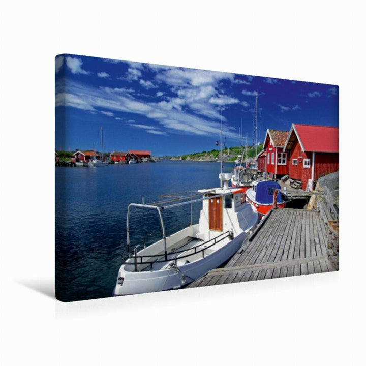 Premium Textil-Leinwand 45 x 30 cm Quer-Format Schweden: Kleiner Hafen an der Westküste | Wandbild,
