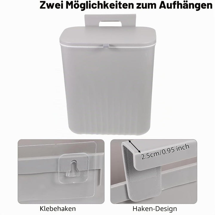 9L Mülleimer Hängend mit Deckel,Camping Mülleimer,Wandmontage Biomülleimer Küche,Kunststoff Geruchsd