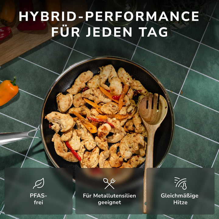 Onyx Cookware Bratpfanne 32 cm | Beschichtete Pfanne Induktion und alle Herdarten | Kratzfeste Antih