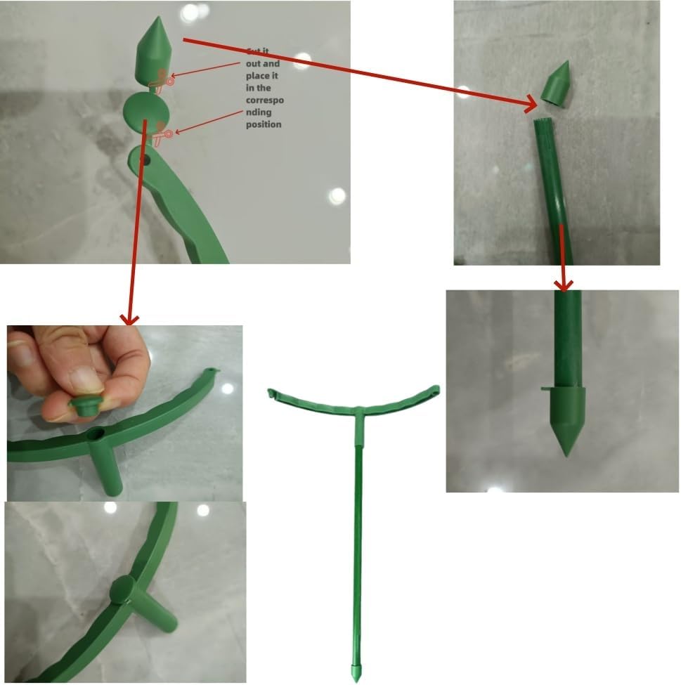 12 x Pflanzenstütze, halbrund, Pflanzenstützring, Gartenblumenstütze, Pflanzenstützpfähle für Tomate
