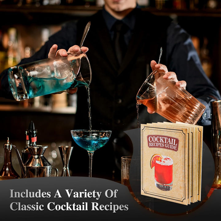 Perjoy 12pcs Cocktail Shaker mit Ständer, Rostfreie Stähle Cocktail Set Mit Doppelten Jigger, Einer