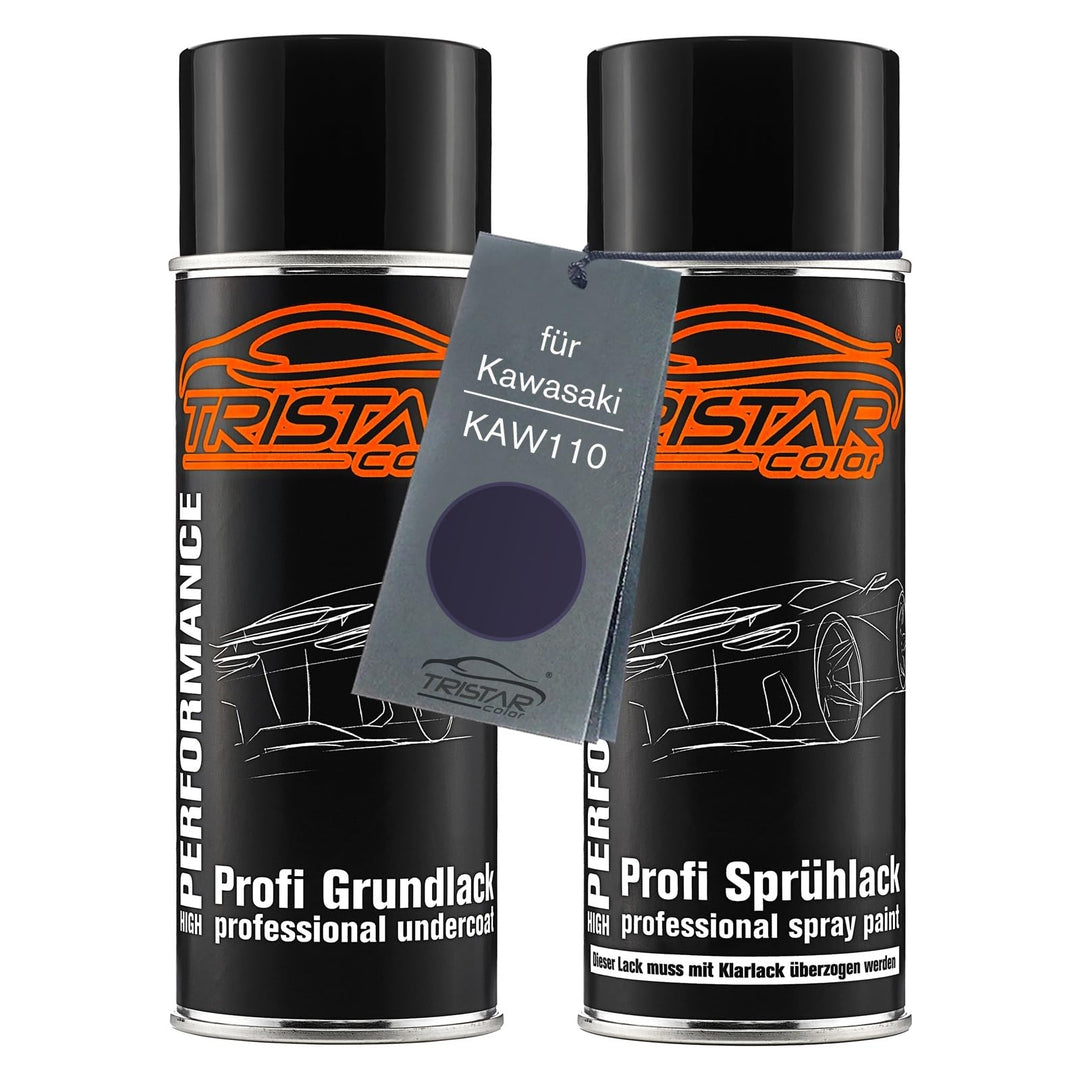 TRISTARcolor Motorradlack Spraydosen Set für Kawasaki KAW110 Dark Violet Metallic Grundlack Basislac