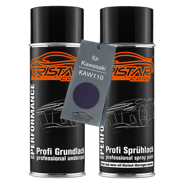 TRISTARcolor Motorradlack Spraydosen Set für Kawasaki KAW110 Dark Violet Metallic Grundlack Basislac