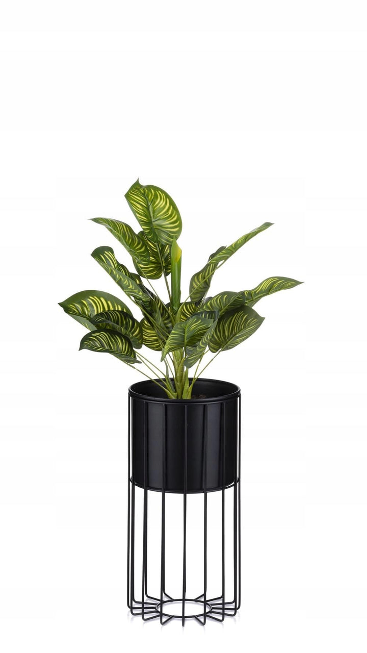 Moderne Blumenständer Metall 42 cm Hoch mit Schwarz Blumentopf Rund 19 cm Ø auf Robuste Ständer - Pf