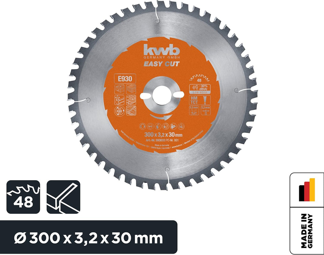 kwb Kreissägeblatt 300 x 30 mm, Made in Germany, Nagelfest, für Holz mit Metallresten, Universal Säg