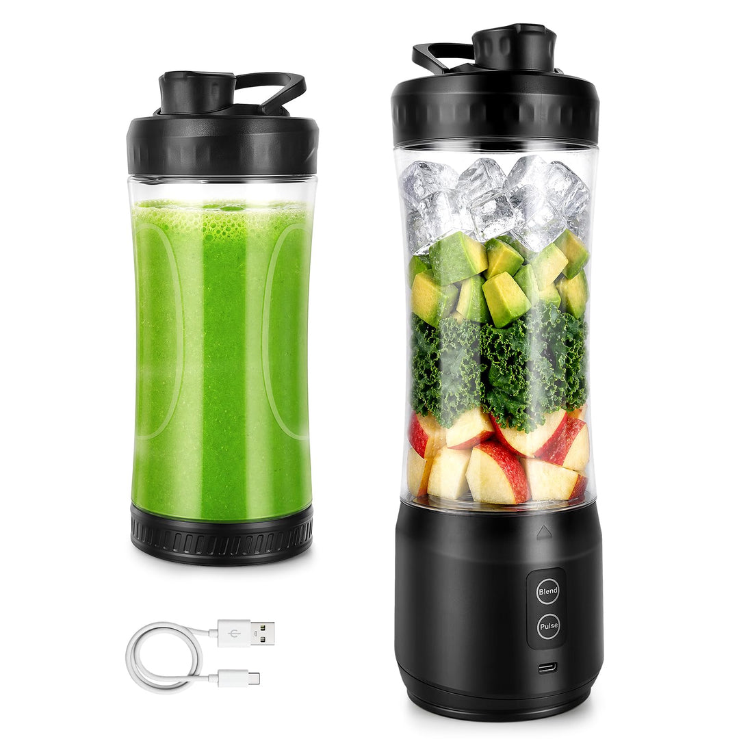 Tragbarer Mixer, 600ML Becher, Tragbarer Mixer/Blender/Smoothie Maker mit 6-Klingen Edelstahl, Ausla