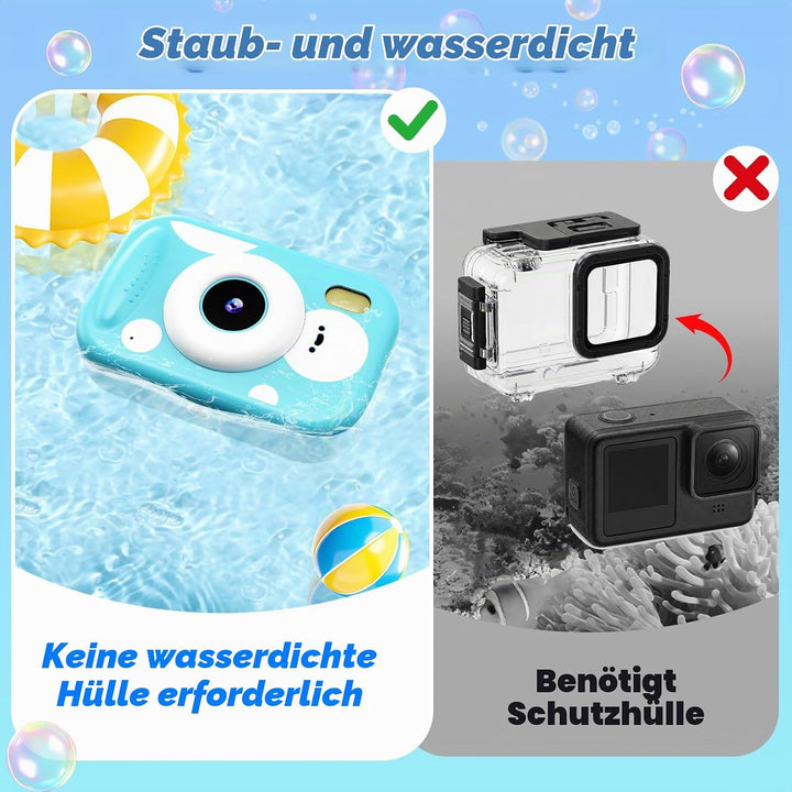 Unterwasser Kinderkamera, 48MP 1080P IP68 wasserdichte Digitalkamera Kamera Kinder mit 2,4 Zoll Bild