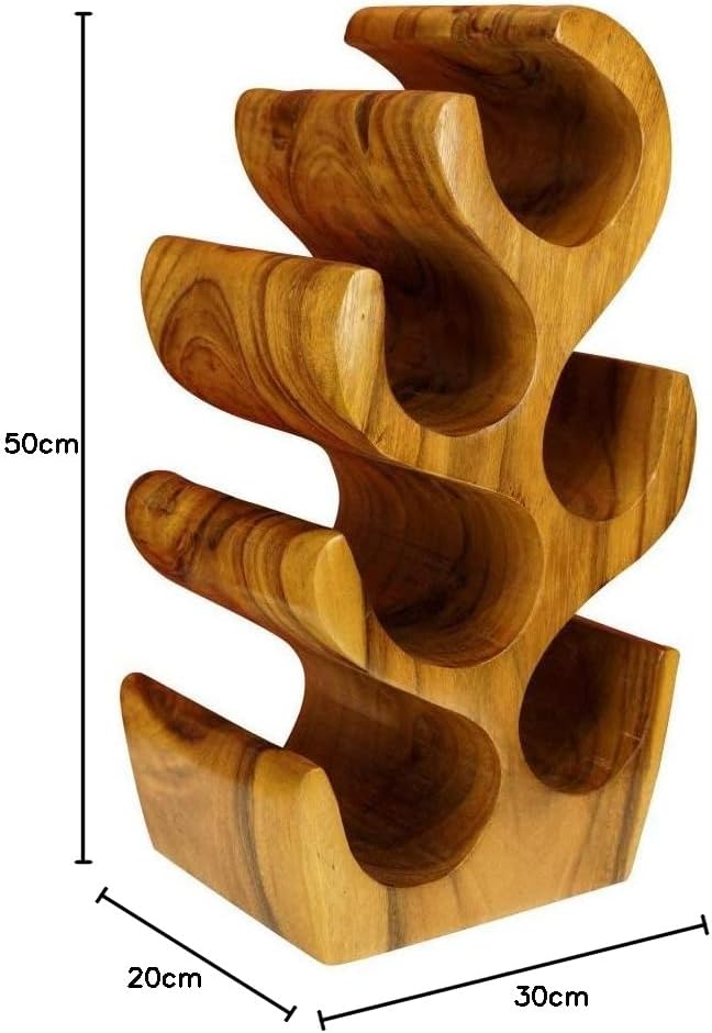 Kinaree Massivholz Weinregal für 6 Flaschen - 50cm freistehendes Flaschenregal in Baum Form aus eine