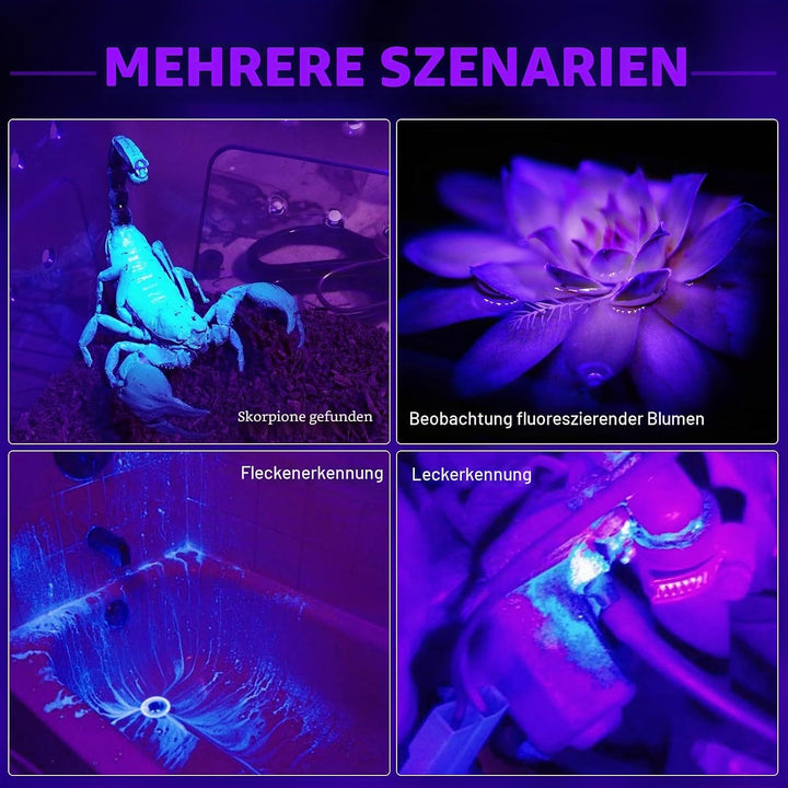 UltraFire UV Taschenlampe 395-405nm Zoomable UV Licht, Einstellbarer Fokus LED Schwarzlicht Ultravio