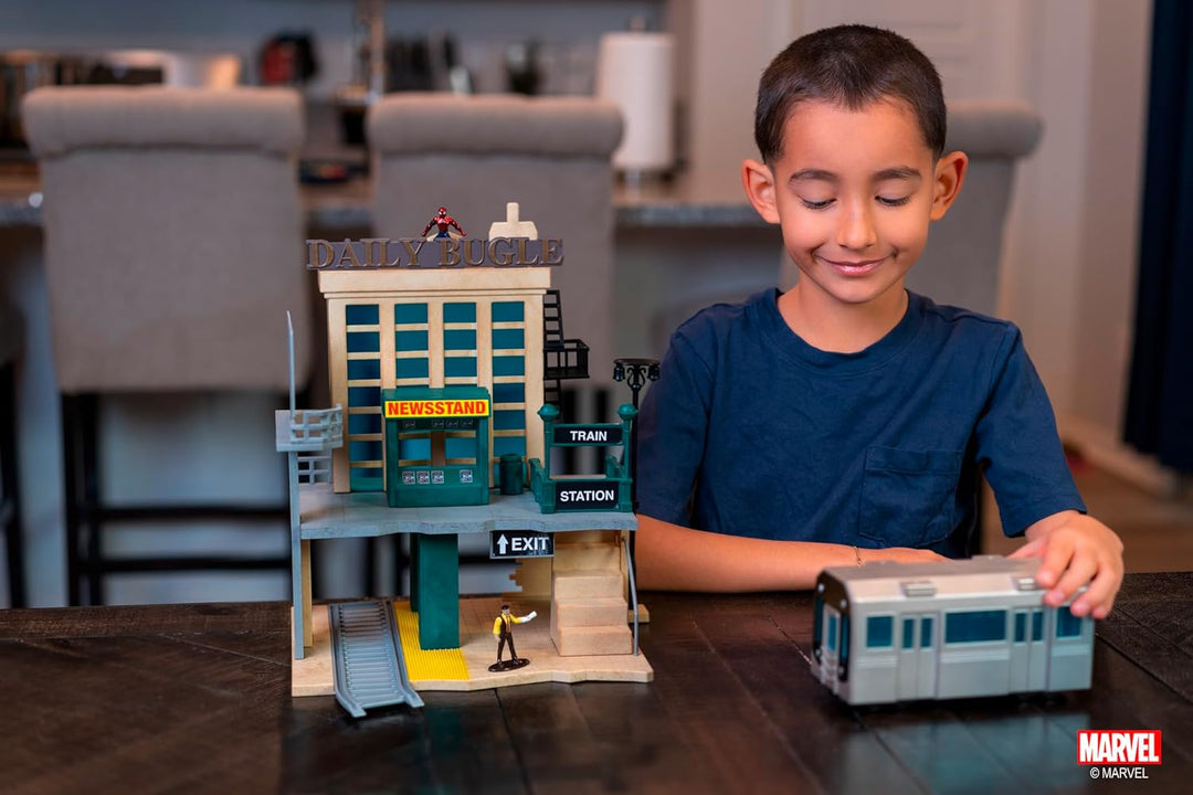 Jada Toys Marvel Spider-Man Kulisse Daily Bugle (20 cm) - Deluxe NYC Scene für Marvel Sammelfiguren,