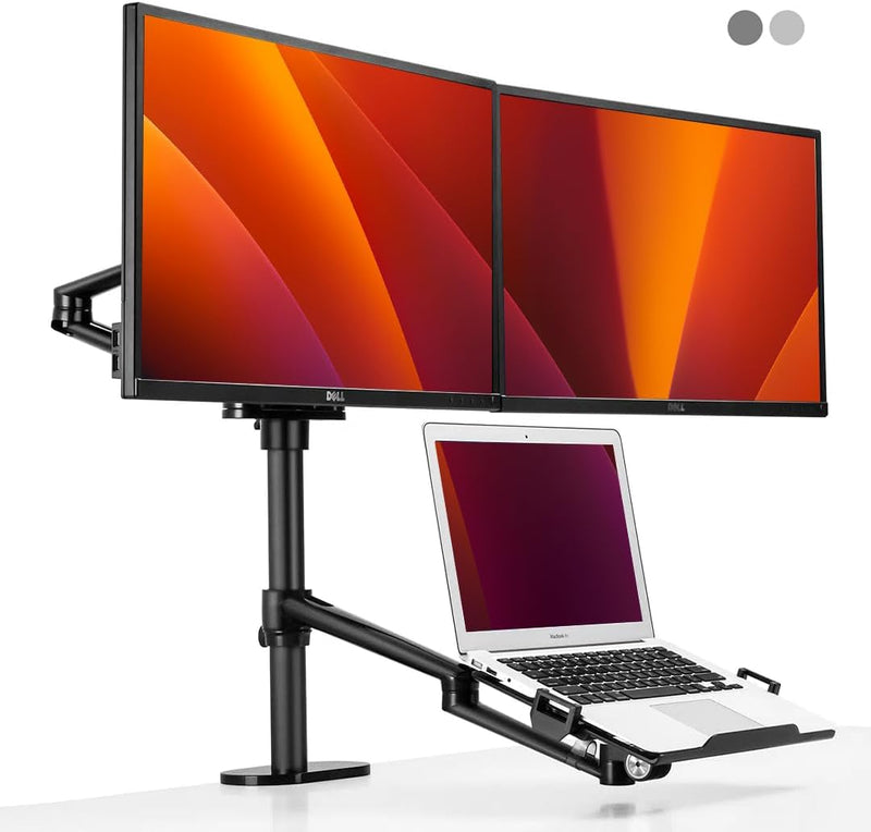 Alberenz® 3-in-1 Doppel Monitor Halterung mit Laptop Ständer, verstellbare Bildschirmhalterung für 1