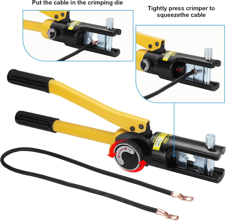 HSEAMALL 16T Hydraulische Presszange Crimpzange 8–300 mm² Kabelschuhzange Hydraulische Quetschzange