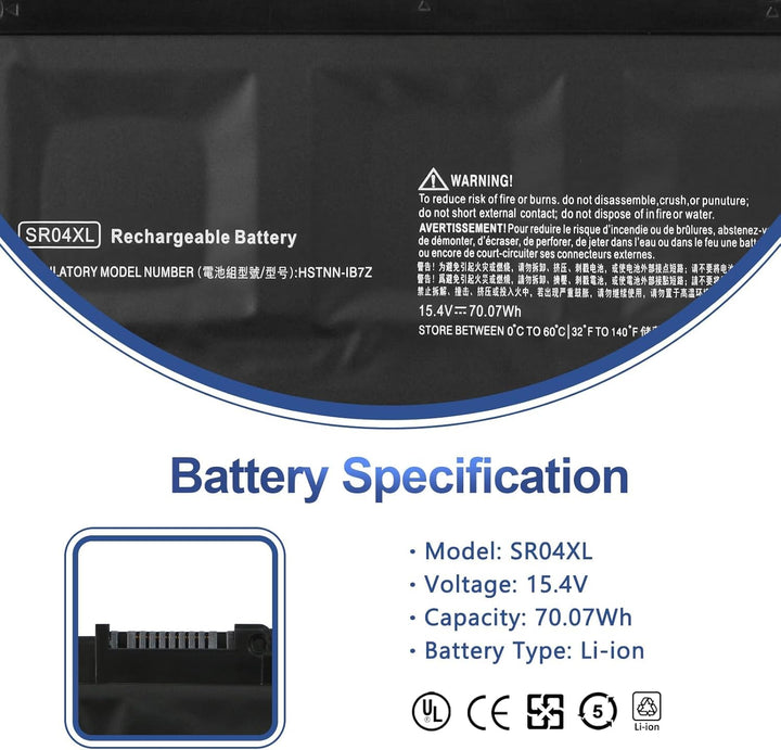 ANTIEE SR04XL Akku für HP 917678-1B1 917678-2B1 917724-855 HSTNN-DB7W HSTNN-IB7Z TPN-Q193 Omen 15-ce