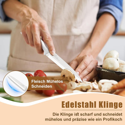TEAMFAR Messer 6-teilig, Edelstahl Küchenmesser Set mit Schutzhülle, Scharfe Messerset mit Kochmesse