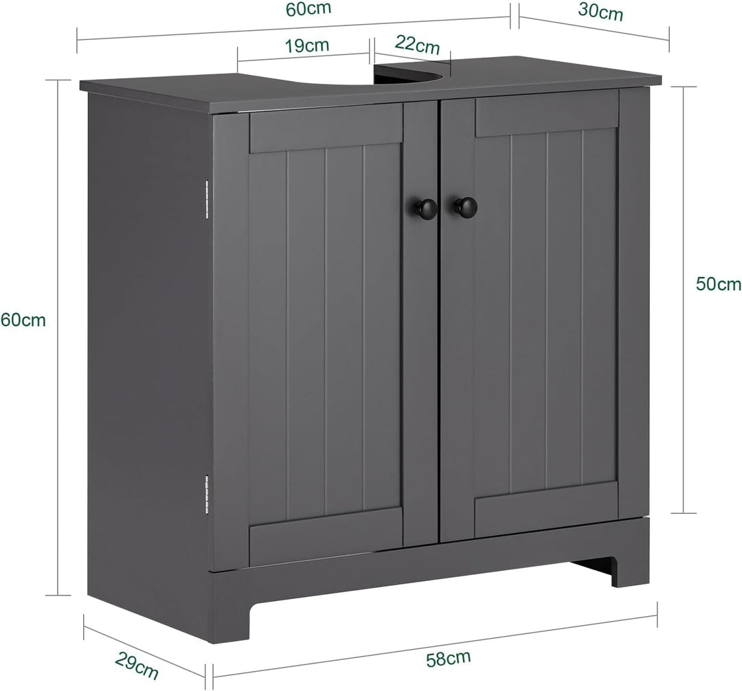 SoBuy BZR18-II-DG Waschbeckenunterschrank Badschrank Waschtisch Unterschrank Badmöbel Dunkelgrau BHT