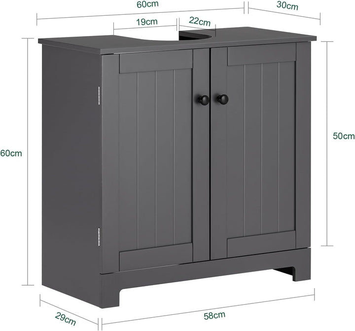 SoBuy BZR18-II-DG Waschbeckenunterschrank Badschrank Waschtisch Unterschrank Badmöbel Dunkelgrau BHT