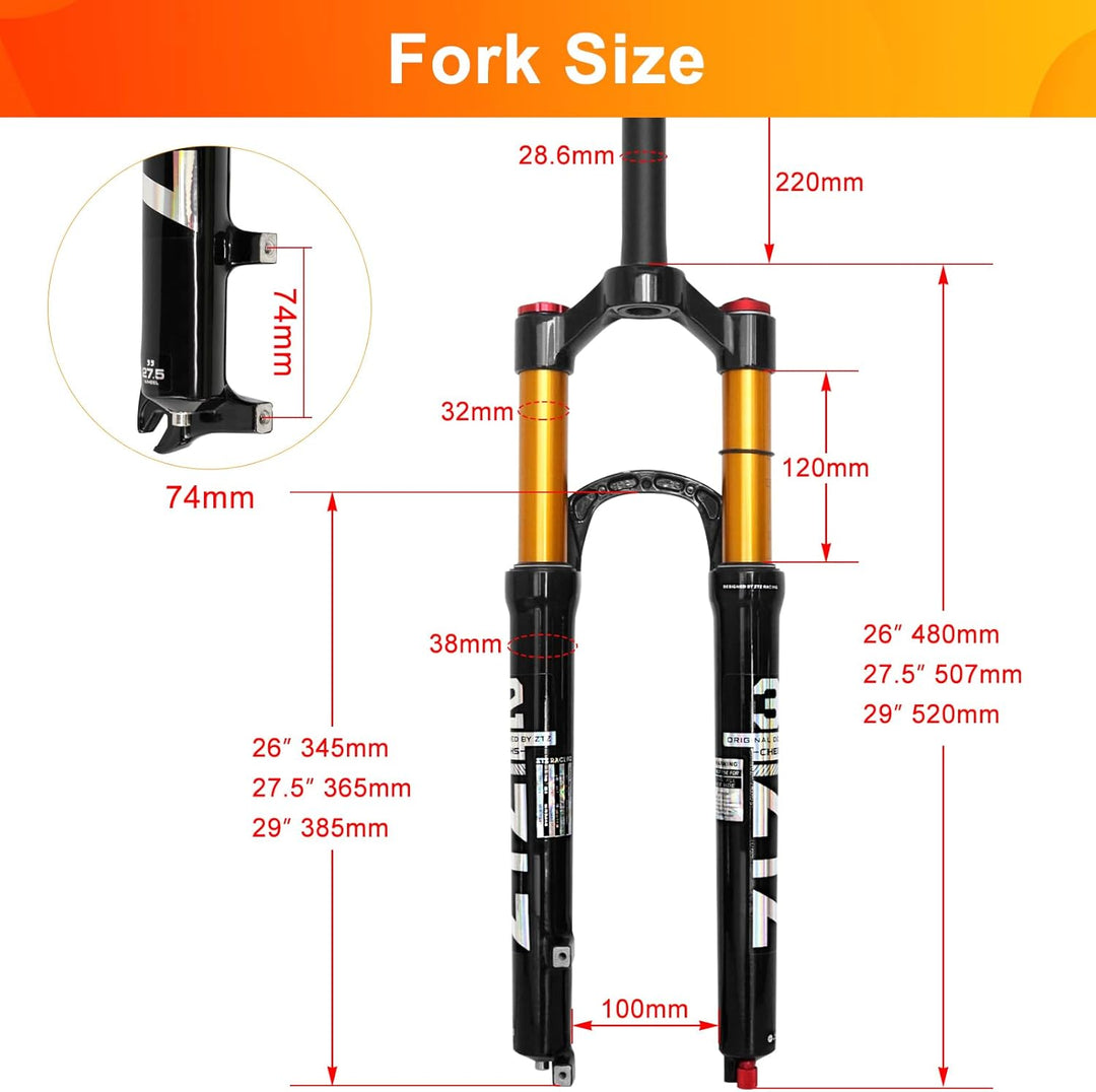 ZTZ Magnesiumlegierung Mountain Front Gabel Luftdruck Stossdämpfer Gabel Fahrrad Zubehör Lockout 29,