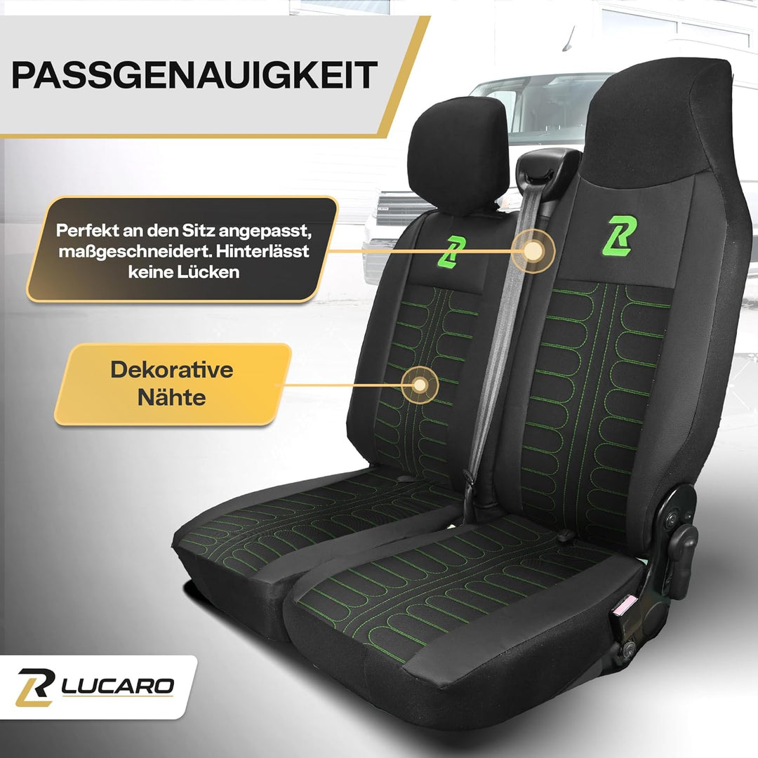LUCARO Sitzbezüge Auto Renault Master 3, Opel Movano B, Nissan NV400 - Geteilte Rückenlehne und Sitz