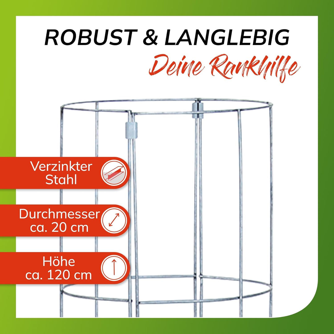 bellissa – Gurken-Rankhilfe aus Stahl einzeln 120cm verzinkt – Gurkenturm Rankgitter für Tomaten, Gu