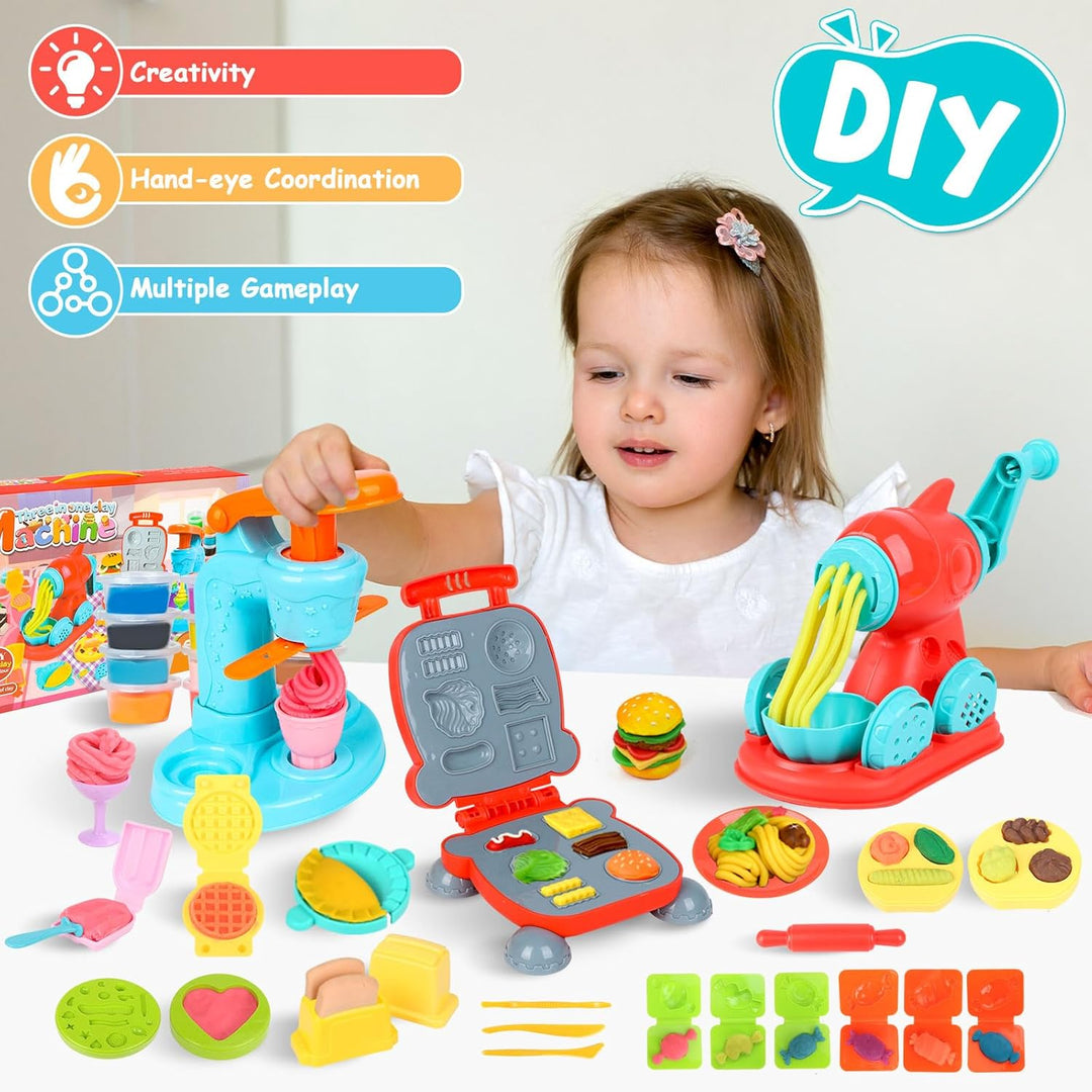 Knetwerkzeug, Knete Zubehör Kitchen Creations Spielset mit 12 Dosen, Knete Eismaschine Nudelmaschine