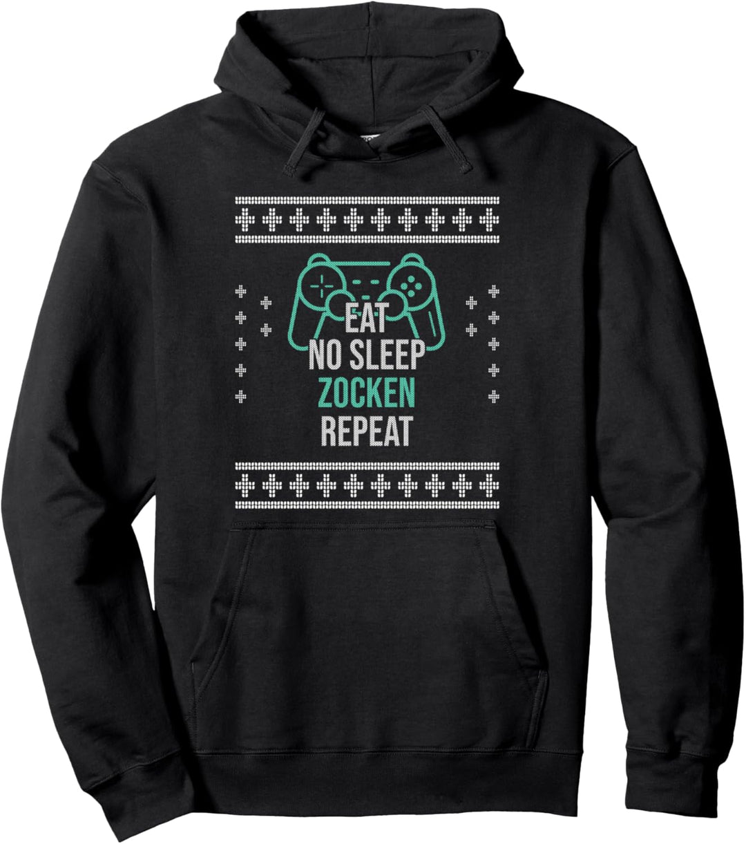 Gamer Zocken Repeat Ugly Christmas Sweater Pullover Hoodie