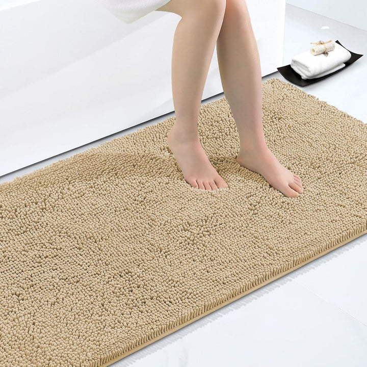 Homaxy rutschfeste Badematte Chenille Badezimmerteppich Mikrofaser Badteppich Saugfähige Hochflor Ba
